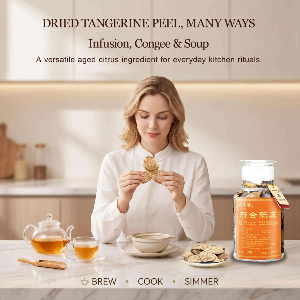 XINBAOTANG 20-Year Aged Authentic Xinhui Dried Tangerine Peel (Chenpi) – 250g Luxury Gift Bottle | Rare Premium Herbal Tea & Cooking