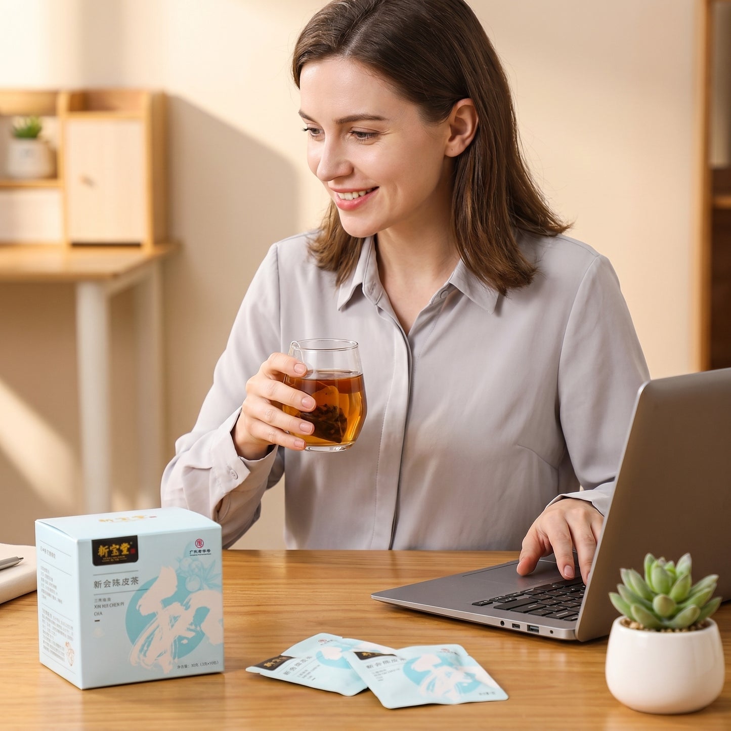 信宝堂陈皮茶包30克×2盒 - 陈皮草本冲泡茶具套装