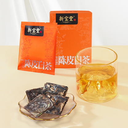 XINBAOTANG Xinhui Chenpi White Tea – 100g Gift Box | Aged Dried Tangerine Peel & White Tea Blend Sachets